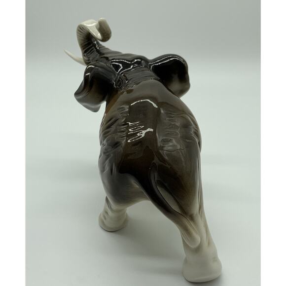 Royal Dux Trunk Up Elephant Figurine Czechoslovakia 6” Tall 2” Tusk Good Luck - Picture 2 of 8